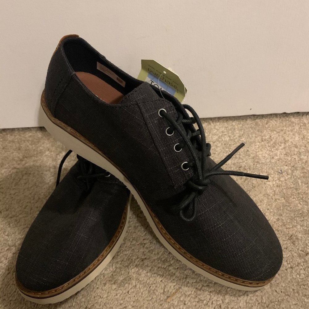 TOMS MEN'S PRESTON DRESS SHOES BLACK LINEN